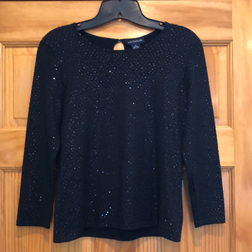Gorgeous Silk Black Sequin Embellished Vintage Ann Taylor Top